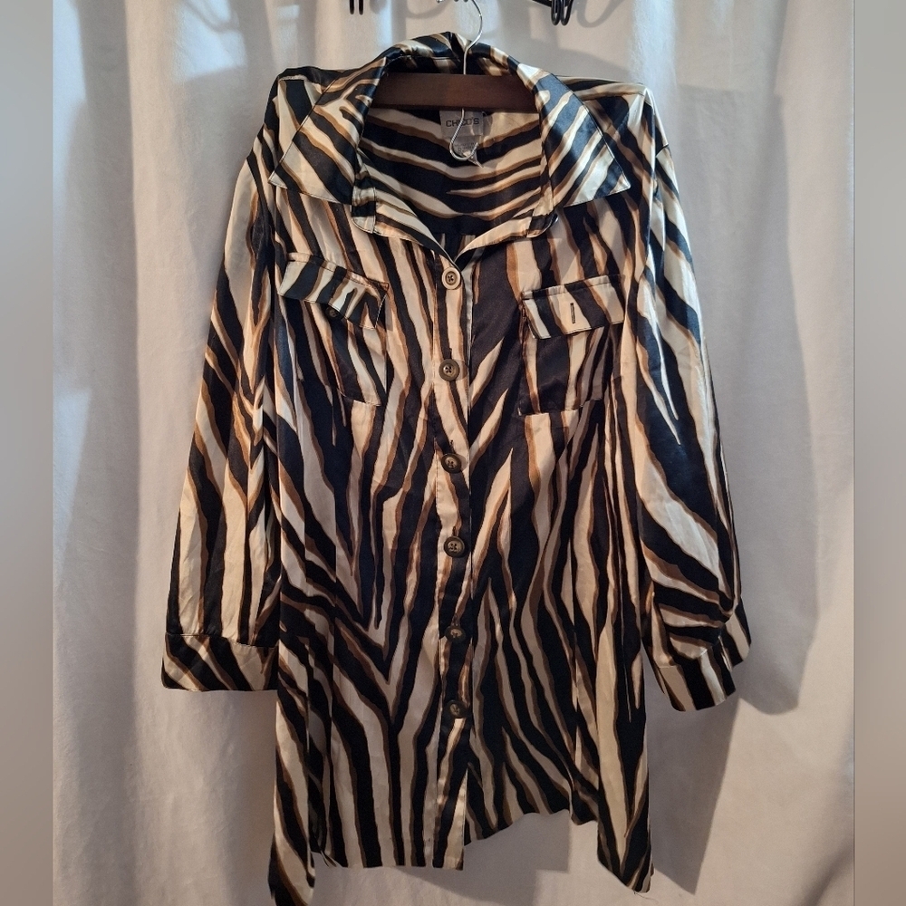 Chico's Black and Tan Animal Print Blouse